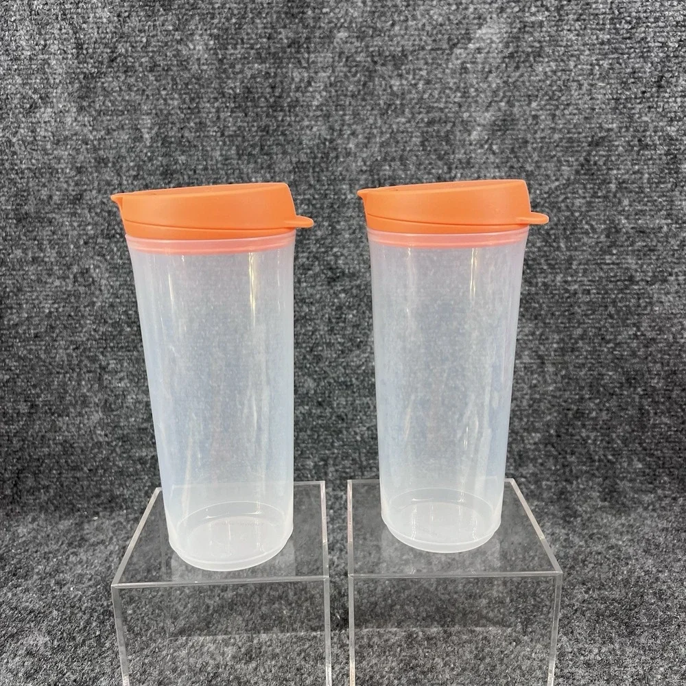 Tupperware 16oz Shaker Cup Orange Coral Flip Top Lid 8415A 8416A 8417A New 2 - Picture 1 of 8